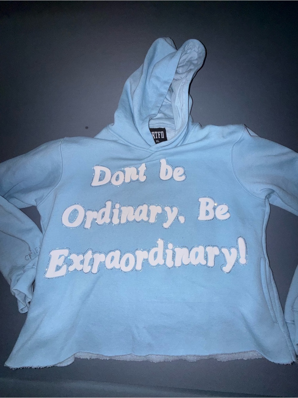 CRTFD Light Blue Graphic Hoodie - Dont be Ordinary, Be Extraordinary!